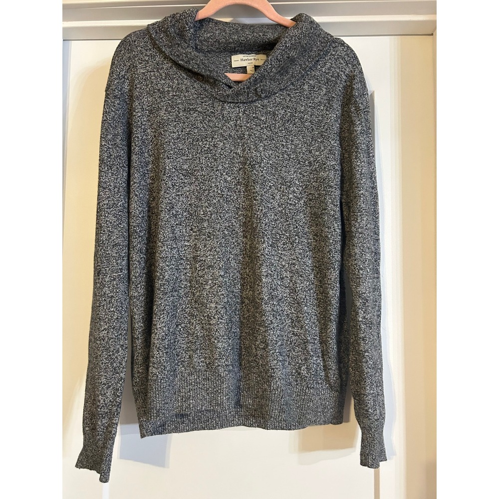 Hawker Rye Heather Grey Cotton Cashmere Shawl Collar Sweater Mens Medium Classic